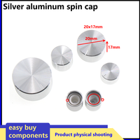 2PCS1pcs SILVER Aluminum Alloy Potentiometer Knob Cap Encoder Volume Control Audio Knob for 6mm Knurled Shaft Knob FULL O D