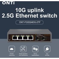 ONTi 2.5GbE Switch 2.5GBASE-T 4 Port 2.5G RJ45 with 2 Port 10G SFP+ Fanless Plug and Play Network Switch Desktop Wall Mounted
