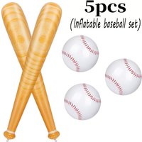 5pcs inflatable baseball set including 2 baseball bats and 3 beach baseballs. Sports baseball party gift