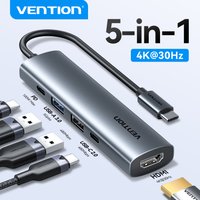 Vention 5 in 1 USB C Hub 4K HDMI USB HUB 100W Multiport Adapter for MacBook Pro/Air Laptop iPhone 16 15 USB 3.0 Docking Station
