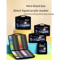 Hero Small Black Box Straight Liquid Acrylic Marker Pen 2039 Soft Head High-Looking Primary School Student Watercolor Pen Brush