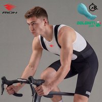 RION Męskie Spodenki Kolarskie Pro Rowerowe Spodnie na Szelkach MTB z Wkładką, Odzież Rowerowa z Wkładkami Włoskimi Dolomiti 8H, Spodenki na Szelkach do Jazdy Szosowej, Dopasowany Krój