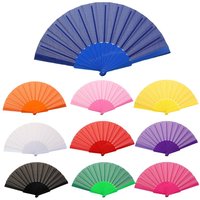 Portable Folding Fan Plastic Plain Fabric Hand Fan Elegant Chinese Silk Fan Handheld for Weddings Travel Party Dancing Cosplay