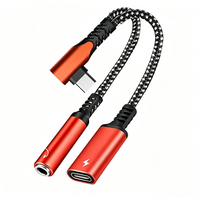 2 in 1 Type C To 3.5mm Jack Headphone Adapter Elbow USB C AUX Audio Splitter Connector PD 60W Fast Charging For iPhone Samsung