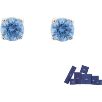 Swarovski Rhodium Plated Zirconia Stud Earrings Women's Blue 5734250