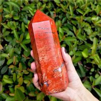 Obélisque en cristal de quartz, jaspe rouge naturel et jade, baguette pointue, objet de guérison et de décoration, 1 pièce.