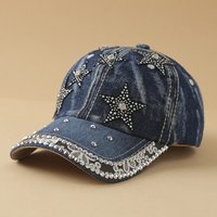 Fashion Adjustable Denim Baseball Cap Bow with Pearl Embellished Peaked Cap Sun Protection Breathable Hip Hop Hat Outdoor