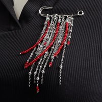 Exaggerated Red Beads Beaded Fringed Chain Brooch Vintage Design Suit Pin Pendant Fixed Pin Party Jewelry Accessories Gifts