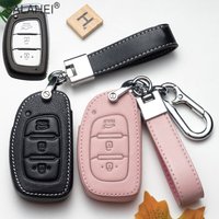 Leather Car Key Case Cover Shell For Hyundai Tucson Mistra IX25 IX35 I20 I30 I40 HB20 TM 2016 2017 2018 2019 Keychain Accessory