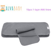 (10pcs per pack) 1-layer AWJ liners ALVABABY Reusable Nappy Liners Infant Baby Athletic Wicking Jersey Cloth Diaper Liners Grey