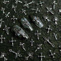 3D Alloy Halloween Series Punk Cross Nail Art Decoration Y2K Black Multi Style Cross Nail Art Charms DIY Crafts Accessories