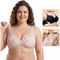 1Pcs Leopard Print Seamless Wireless Bra, Full Coverage Push Up Bralette, Anti-Sagging Breathable Soft Thin Cup for Sports Yoga Daily