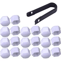 20pcs Car White Wheel Lug Nut Bolt Cover Cap With Removal Tool Kit Set New Fit To All Vehicles With 17mm(diameter) Hex Bolt Nuts