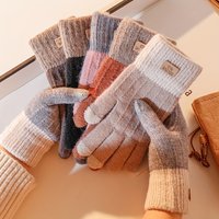 Women's Knitted Warm Plush Gloves Fashionable and Versatile for Unisexautumn and Winter Warm Cycling Gloves Touch Screen Gloves