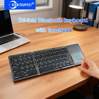Dreifach gefaltete Bluetooth-Tastatur mit Touchpad, tragbare Mini-Tastatur, wiederaufladbare Tastatur, kabellose Tastatur für Windows, Android, iOS