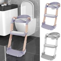 Children's Toilet Seat Stairway Foldable Potty Training Seat Step Stool Height Adjustable Potty Training Toilet with Nonslip Pad