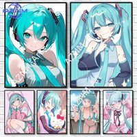 1PC H-Hatsune Miku Poster Canvas Art Waterproof Paper Sticker Coffee House Bar Room Wall Decor