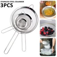tastyWay Fine Mesh Strainers Set Stainless Steel Multipurpose Flour Sieve Sifter With Handle Perfect For tea Flour Egg Kitchen T
