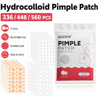336/448/560pcs Hydrocolloid Pimple Patch Set, 3 Round Dot Styles, Invisible Day Night Spot Covers