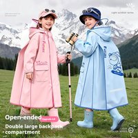 Raincoat girl boy with schoolbag for primary school students cute rainstorm windproof long poncho