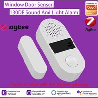 Tuya Zigbee Wireless Door Window Contact Sensor 130DB Sound Alarm Smart Life APP Remote Alert for Home Security Automation