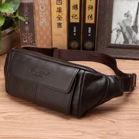 Men Waist Fanny Pack Belt Bag Genuine Leather Casual Fashion Travel Real Cowhide Male Loop Sling Chest Hip Bum Belt Bag