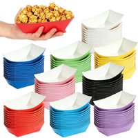 Disposable Tableware Solid Color Paper Food Tray Snack Boat Shaped Box Birthday Party Baby Shower Wedding Decor Supplies
