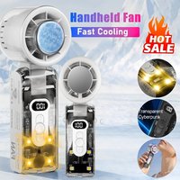 Portable Mini Handheld Fan USB Rechargeable High Speed Folding Cooling Fan with Digital Display & LED Light