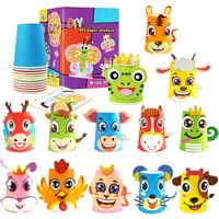 12pcs/set 3D DIY handmade Paper Cups Sticker Material Kit Kids Kindergarten School Art Craft Educational Toys for Children TMZ