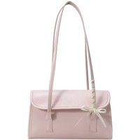 Trendy Sweet Y2k Bow Ribbons Shoulder Bag Large Capacity Portable Girls Handbag Pu Leather Solid Color Underarm Casual Bags