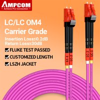 AMPCOM OM4 LC to LC UPC Fiber Optical Patch Cable Multimode Duplex MMF 50/125μm 40Gbps Bend Insensitive 2.0mm Fiber Optic Cord