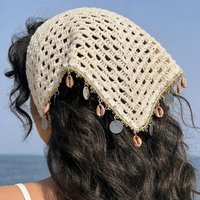1pc Bohemian Shell Sequin Head Scarf – Hollow Out Triangle Hair Wrap for Daily Boho Look.
