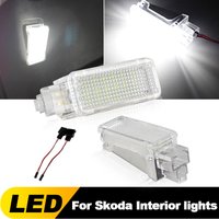 2pcs For Skoda Fabia Octavia Roomster Superb Rapid Kodiaq Led Door Courtesy Interior Footwell Glove Box Trunk Luggage Lights