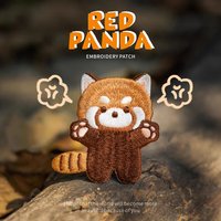 12 Styles Cute Animal Red Panda Self-adhesive Embroidery Patches For Clothing Kids Applique On Jeans DIY Clothes Sticker Swe