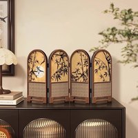 Classical Bamboo Landscape Decorative Paintings, Desktop Foldable Screens Four-panel Folding Screen High-end Decorative Painting