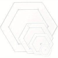 4Pcs Acrylic Hexagon Quilting Rulers with 1/4 Inch Seam Allowance 1/2/3/5 Inch Sewing DIY Manual Crafts Supplies
