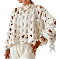 Winter Fashion Hollow Out Resort Blouses Autumn Elegant Crochet Sweater Tops 2025 Women Casual Long Sleeve Solid Color Pullover