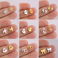 10pcs/ Lot Wholesale Stainless Steel Charms For Jewelry Making Findings Daisy Animal Moon Tiny Pendants Necklace DIY Accessories