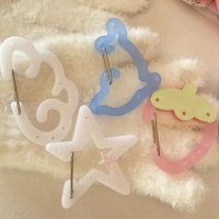 1Pc Cute Style Strawberry Angel Wings Dolphin Star Acrylic Korean Key Chain Pain Cover Buckle Bag Pendant Keychain Holiday Gift