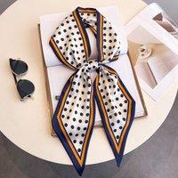 New slim and narrow long scarf for women, double-layer faux silk business scarf, spring and summer hair accessory