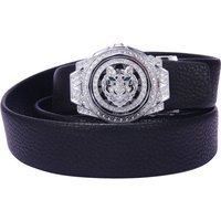 Men's Pu Leather Belt, Rotatable Tiger Head Diamond-Encrusted Automatic Buckle Belt, Fashion Luxury Business Casual Waist Strap