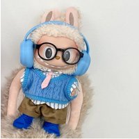 Mini Doll'S Clothes Outfit Accessories for 15-17cm Labubu and 10cm Cotton Doll Vest Uniform Headset Earphone Set Clothing Gift