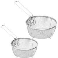 Stainless Steel Deep Fry Basket Round Wire Presentation With Detachable Handle Stainless Steel Drain Basket Fryer Skimmer