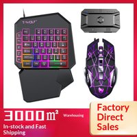T-Wolf Tf950 5 In 1 One Handed Gaming Keyboard Mouse Combo Rgb Backlit Set With Mouse Pad For Pubg Mobile Fps Android Ios Gamers