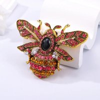 Baroque Rhinestone Bee Design Women's Brooch Simulated Insect Pins Suit Coat Accessories Party Holiday Couple Gift