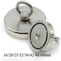 16/20/25/36/42/48/60mm Neodymium Fishing Magnet Heavy Duty Rare Earth Magnet with Countersunk Hole Eyebolt Salvage Magnetic