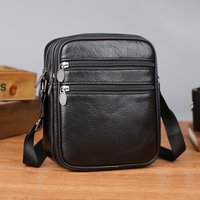 Men's Shoulder Messenger Bag Casual Handbags Genuine Leather Small Crossbody Bags for Man 2026 Business Sling Husband Black