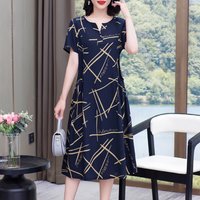 2025 Plus Size Dress Summer Dress Robe Femme Womens Casual Short Sleeve Boho Vintage Print Long Dress Beach