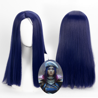 Cosplay Wig Arcane Anime Wig Caitlyn Bule Middle Part Straight Synthetic Game Role Play Wig with Wigcap