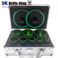 Drills-King 1Set Zestaw wierteł diamentowych lutowanych próżniowo Zestaw wierteł rdzeniowych Zestaw otwornic diamentowych do płytek porcelanowych i marmuru